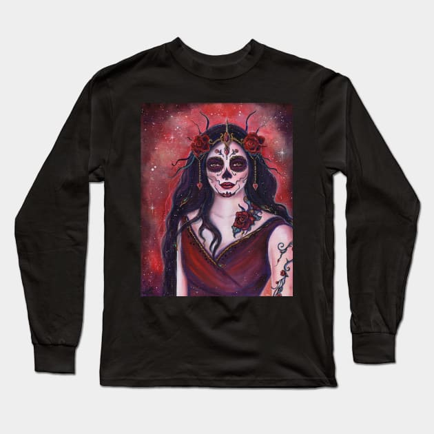 Day of the dead valentine art By Renee Lavoie Long Sleeve T-Shirt by ReneeLLavoie